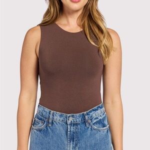 Nuuds Classic Crewneck Bodysuit in Heather Coffee
